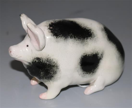 A Wemyss black and white ceramic pig, A/F